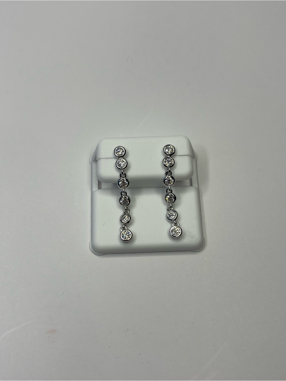 Dainty Sterling Silver Linear Moissanite Drop Earrings